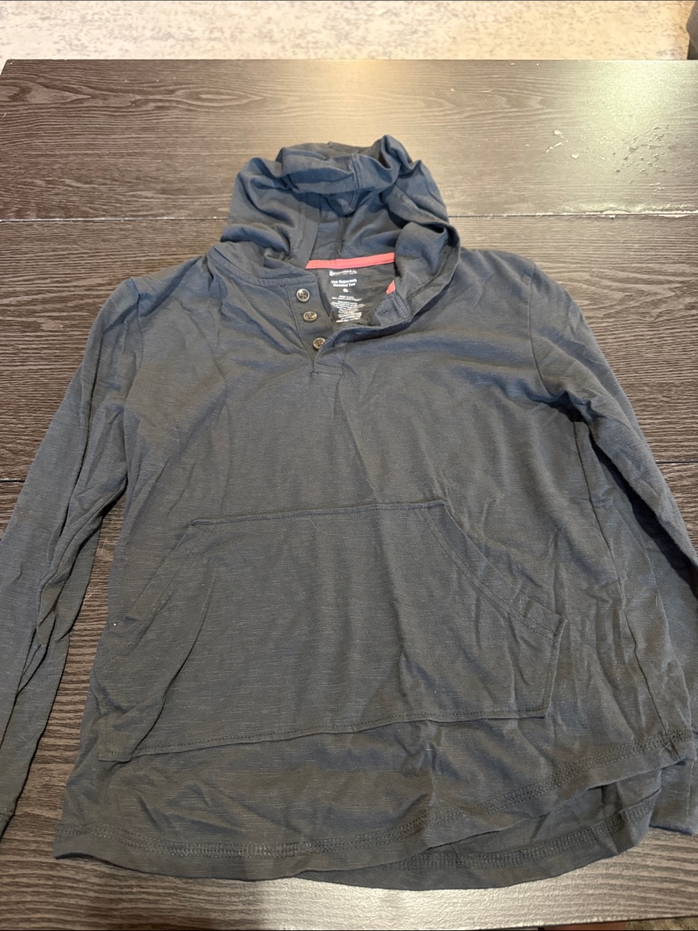 Sonoma Boys Black Long-Sleeve Hooded Henley Tee